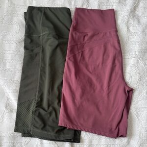 High-Waist bike Shorts - Olive Green & Mauve